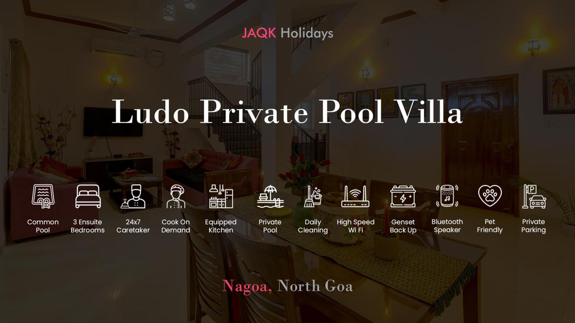 Ludo Private Pool Villa, Wifi-Caretaker-Parking, North Goa Baga Buitenkant foto
